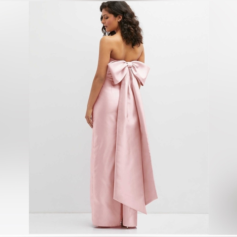 Alfred Sung Strapless Draped Column Dress with Oversized Bow